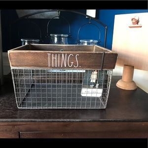 Rae Dunn Things Wire/wood basket